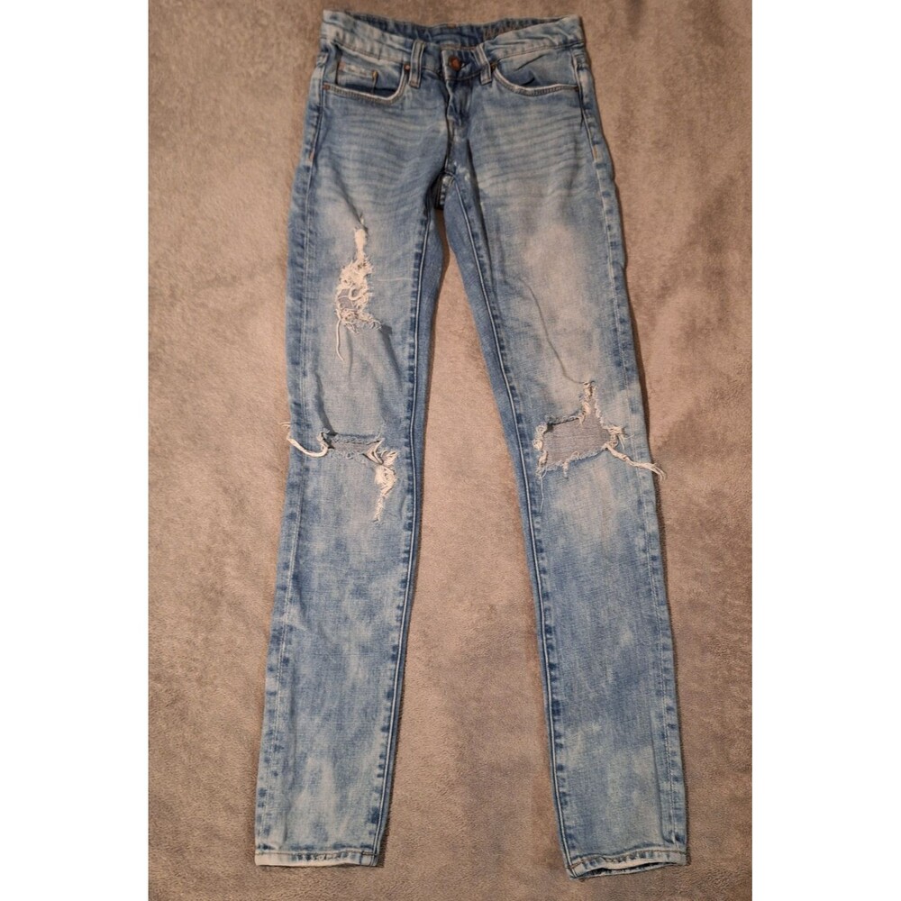 Blank NYC Jeans Women 26 Blue Skinny Distressed Whiskered Stretch Denim Faded